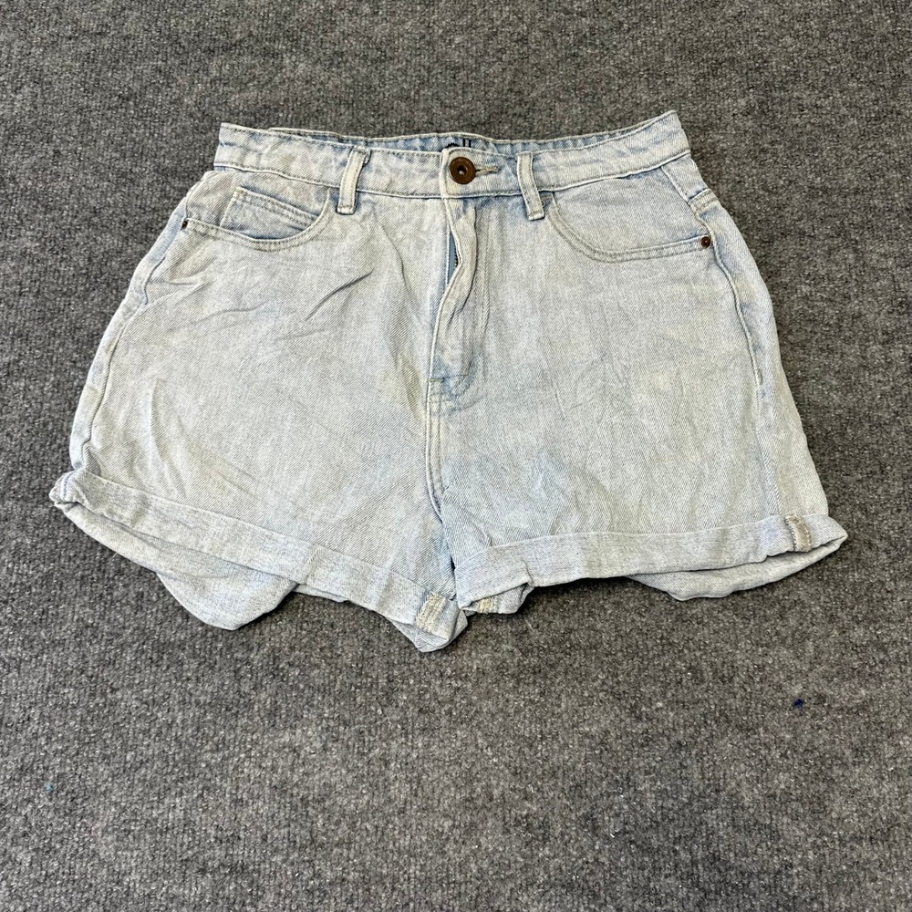 Ally Denim Shorts Womens Size 10 Light Wash High Waisted Cuffed Cotton Casual